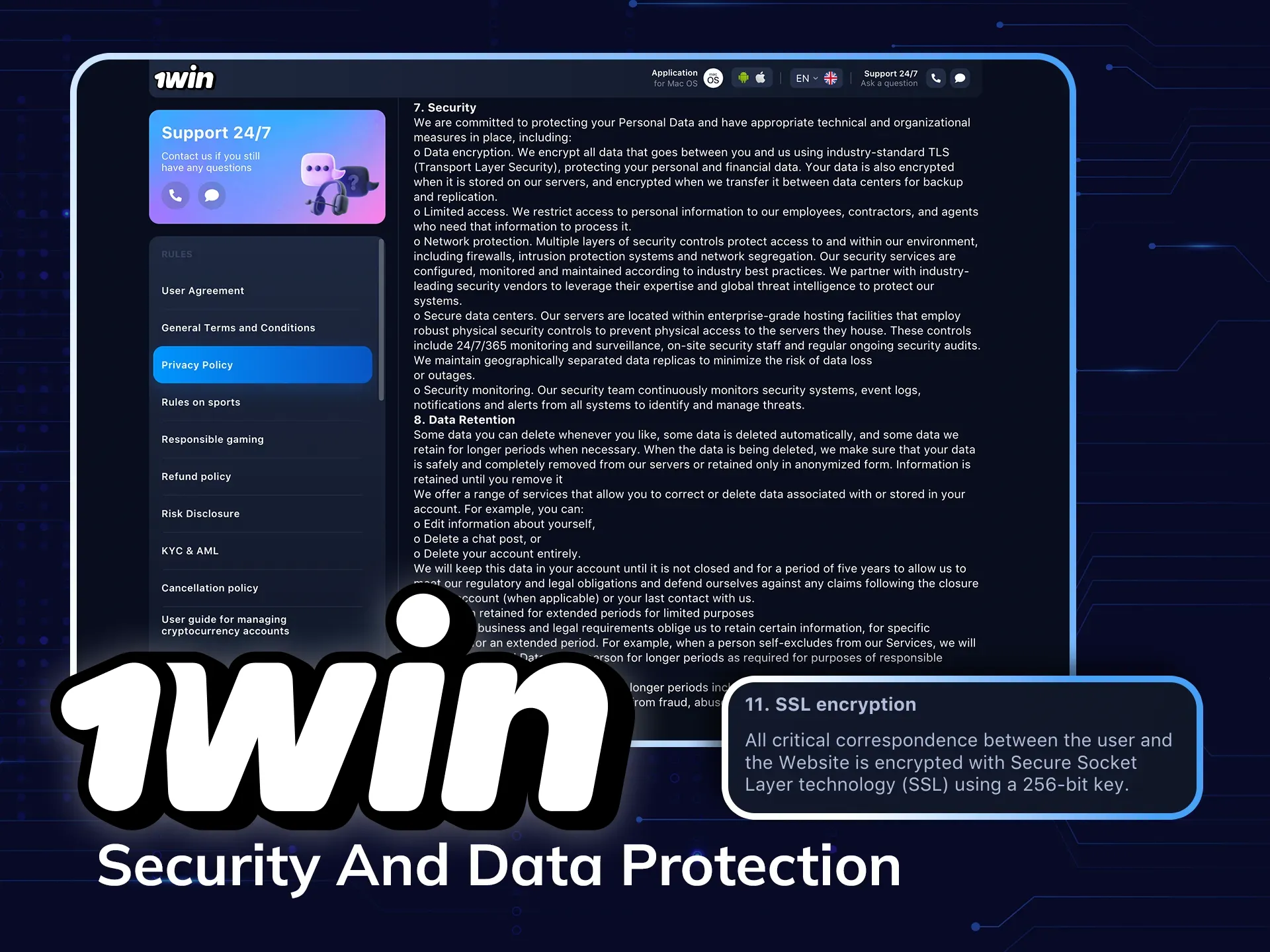 देखें कि 1Win सुरक्षा और डेटा संरक्षण का कितना ध्यान रखता है।