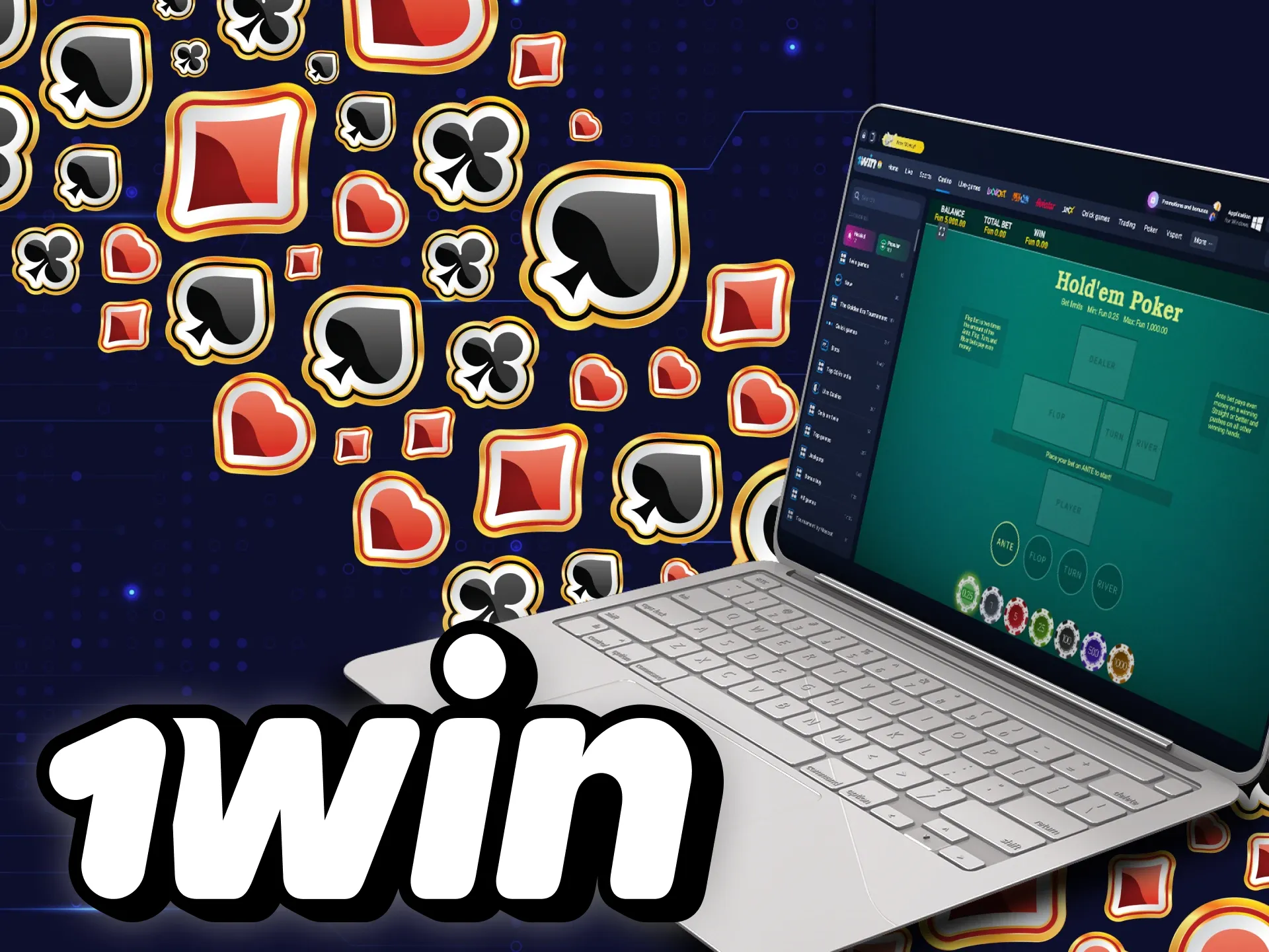 1विन कैसीनो में पोकर के टेक्सास होल्डम संस्करण को खेलकर आनंद लें।