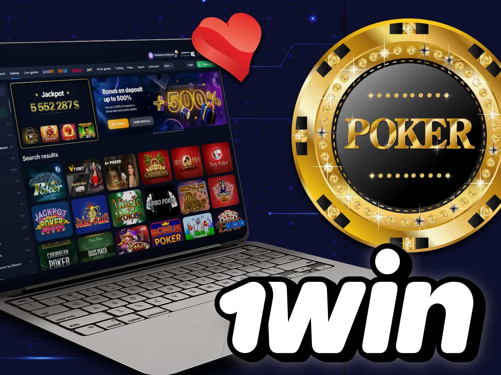 1win कैसीनो में पोकर गेम खेलें।