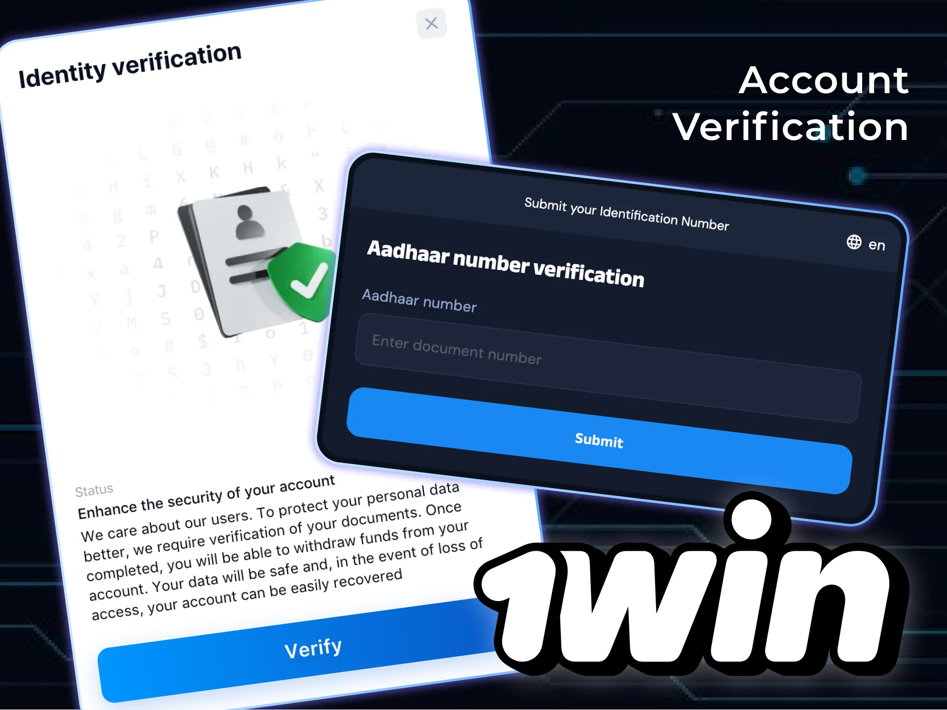 1win से पैसे निकालने के लिए आपको अपना खाता सत्यापित करना चाहिए।