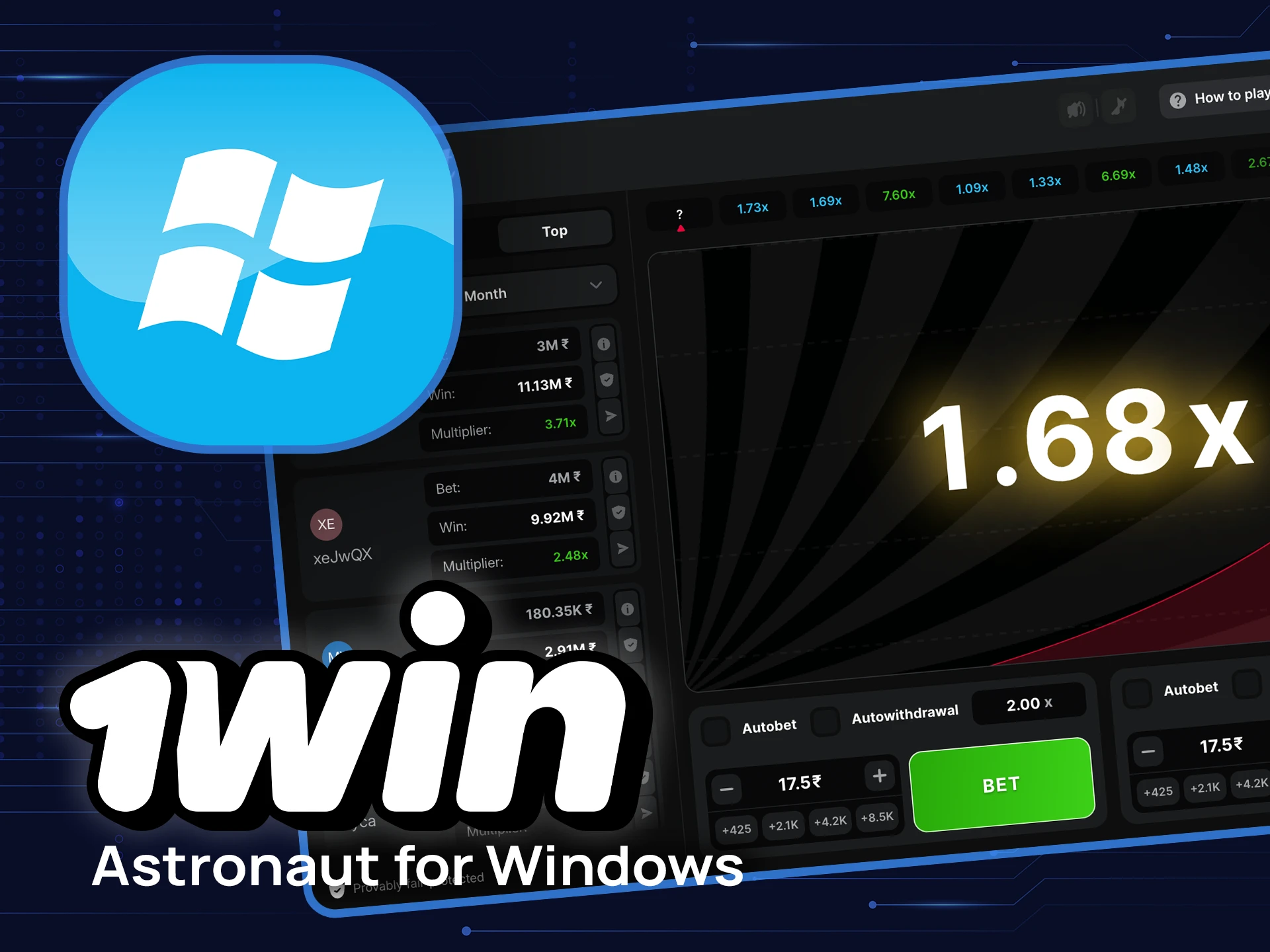Install 1win on Windows and enjoy playing Astronaut.